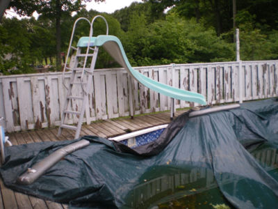 Unkept Pool In Backyard Before Junk Removal